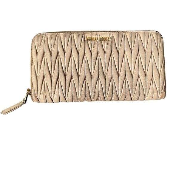 Miu Miu Women's Light Pink Zip-Around Wallet - Picture 1 of 11